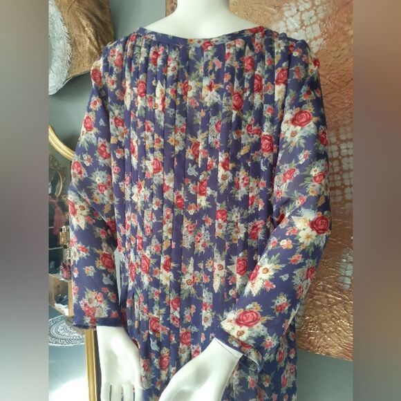 Vintage Autumnal Floral Chiffon Maxi Dress - Picture 3 of 16